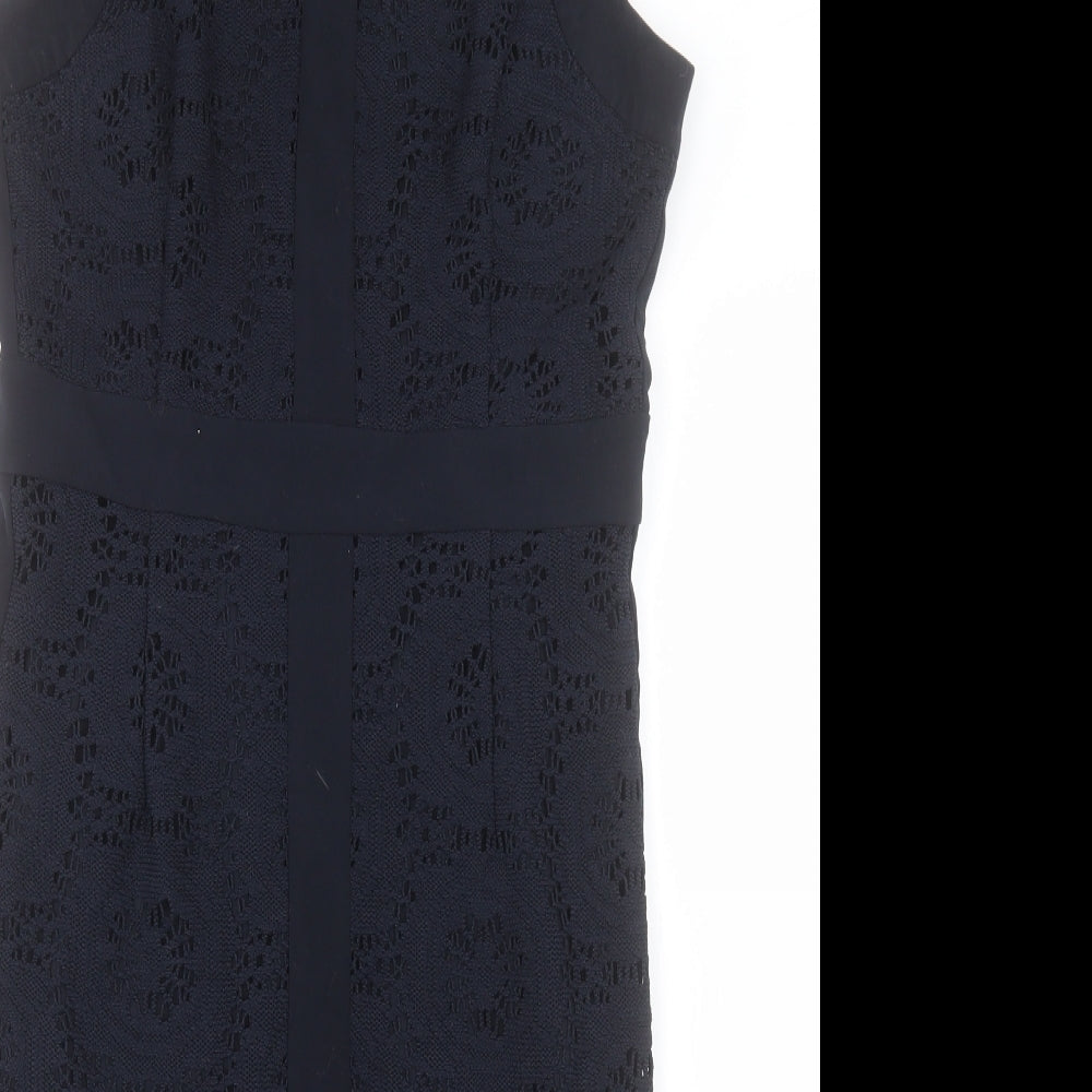 Planet Womens Black Polyester Sheath Size 10 Boat Neck Zip