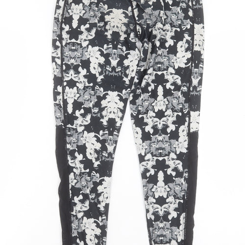 Elle Sport Womens Black Geometric Polyester Compression Leggings Size S L28 in Regular Pullover