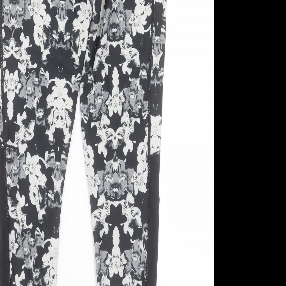 Elle Sport Womens Black Geometric Polyester Compression Leggings Size S L28 in Regular Pullover