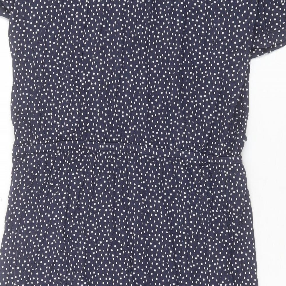 NEXT Womens Blue Polka Dot Viscose A-Line Size 16 V-Neck Pullover