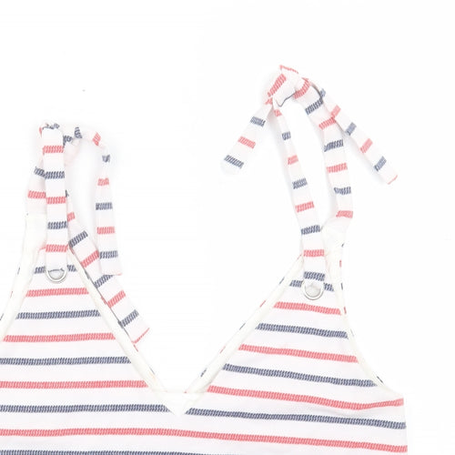 Zara Womens White Striped Cotton Cropped Tank Size M V-Neck