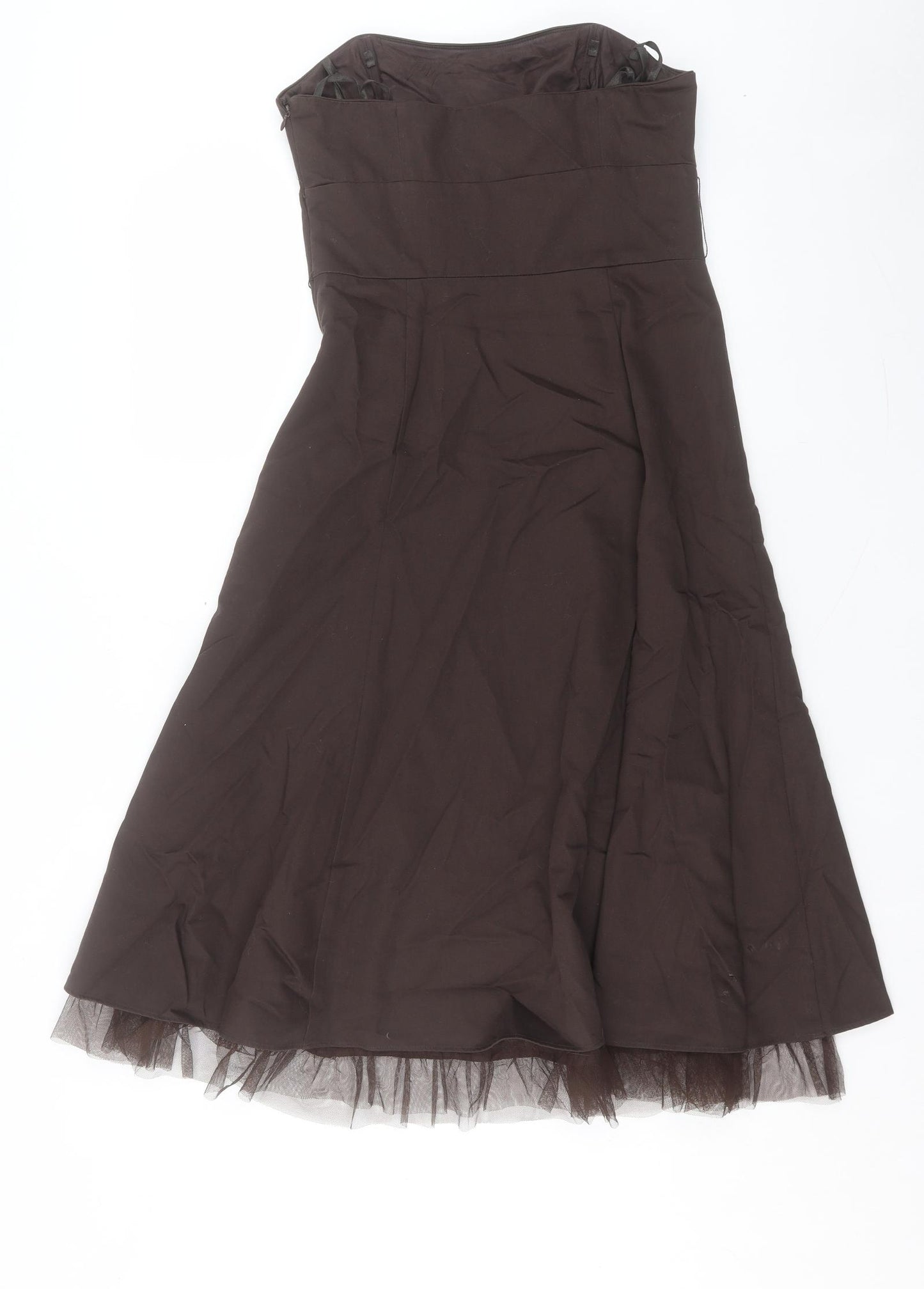 RJR.John Rocha Womens Brown Floral Cotton A-Line Size 10 Sweetheart Zip - Attachable Straps