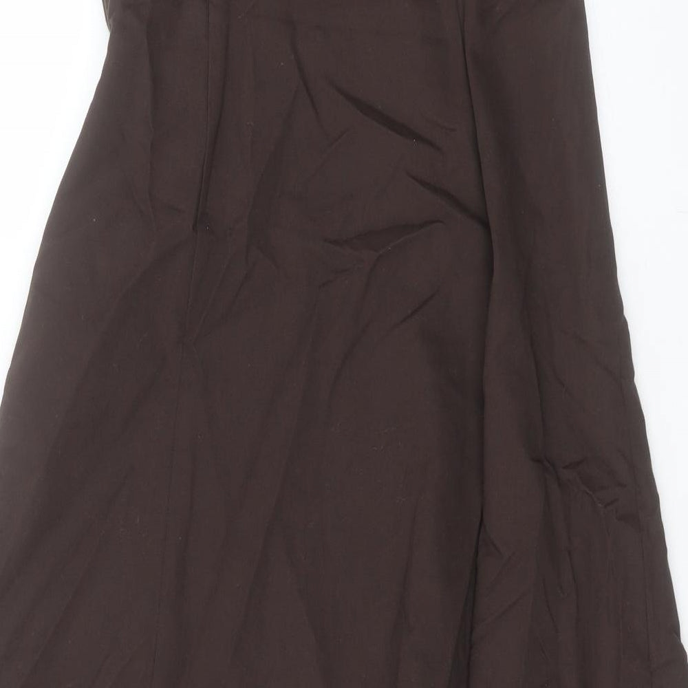RJR.John Rocha Womens Brown Floral Cotton A-Line Size 10 Sweetheart Zip - Attachable Straps