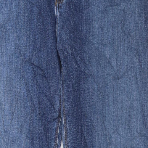 Marks and Spencer Mens Blue Cotton Straight Jeans Size 34 in L31 in Regular Button