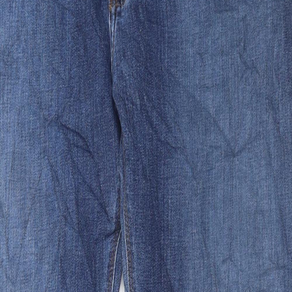Marks and Spencer Mens Blue Cotton Straight Jeans Size 34 in L31 in Regular Button