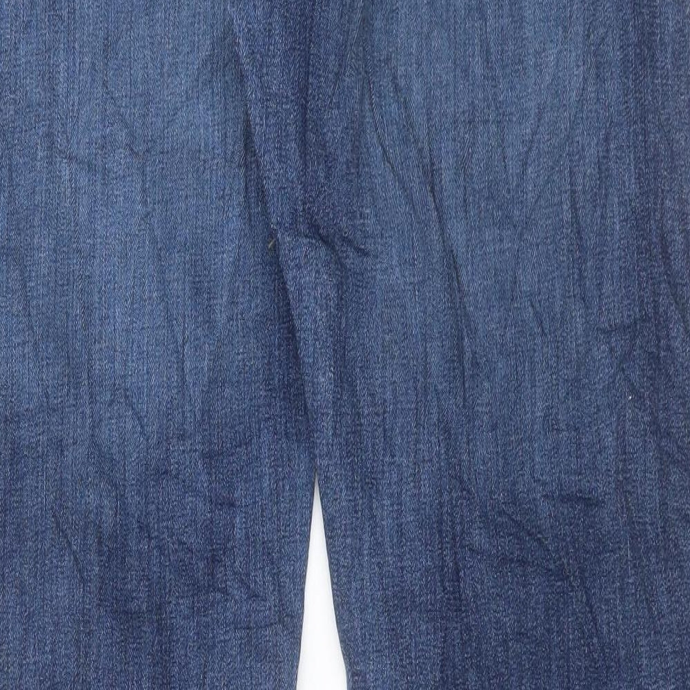 Marks and Spencer Mens Blue Cotton Straight Jeans Size 34 in L31 in Regular Button