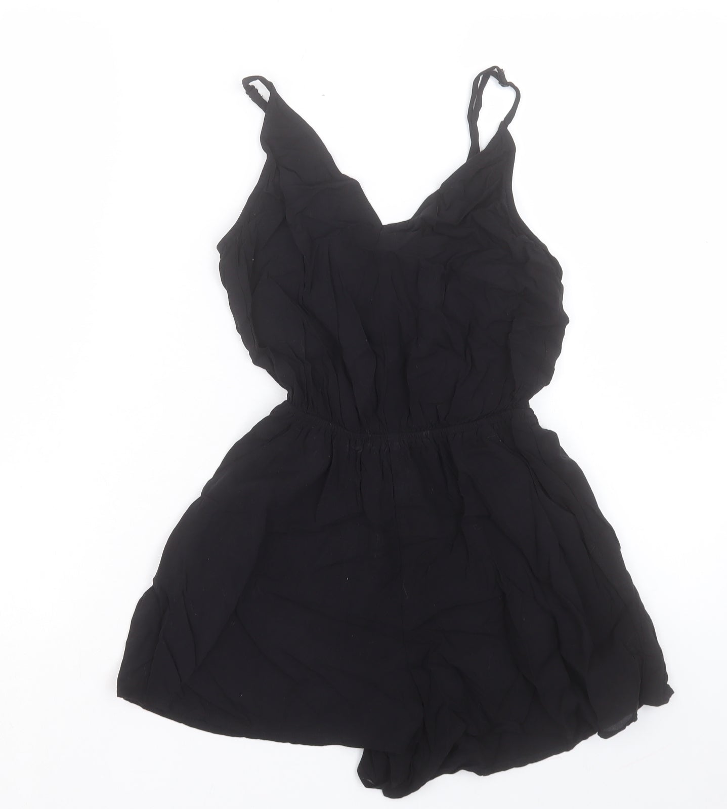 H&M Womens Black Viscose Playsuit One-Piece Size 8 Pullover