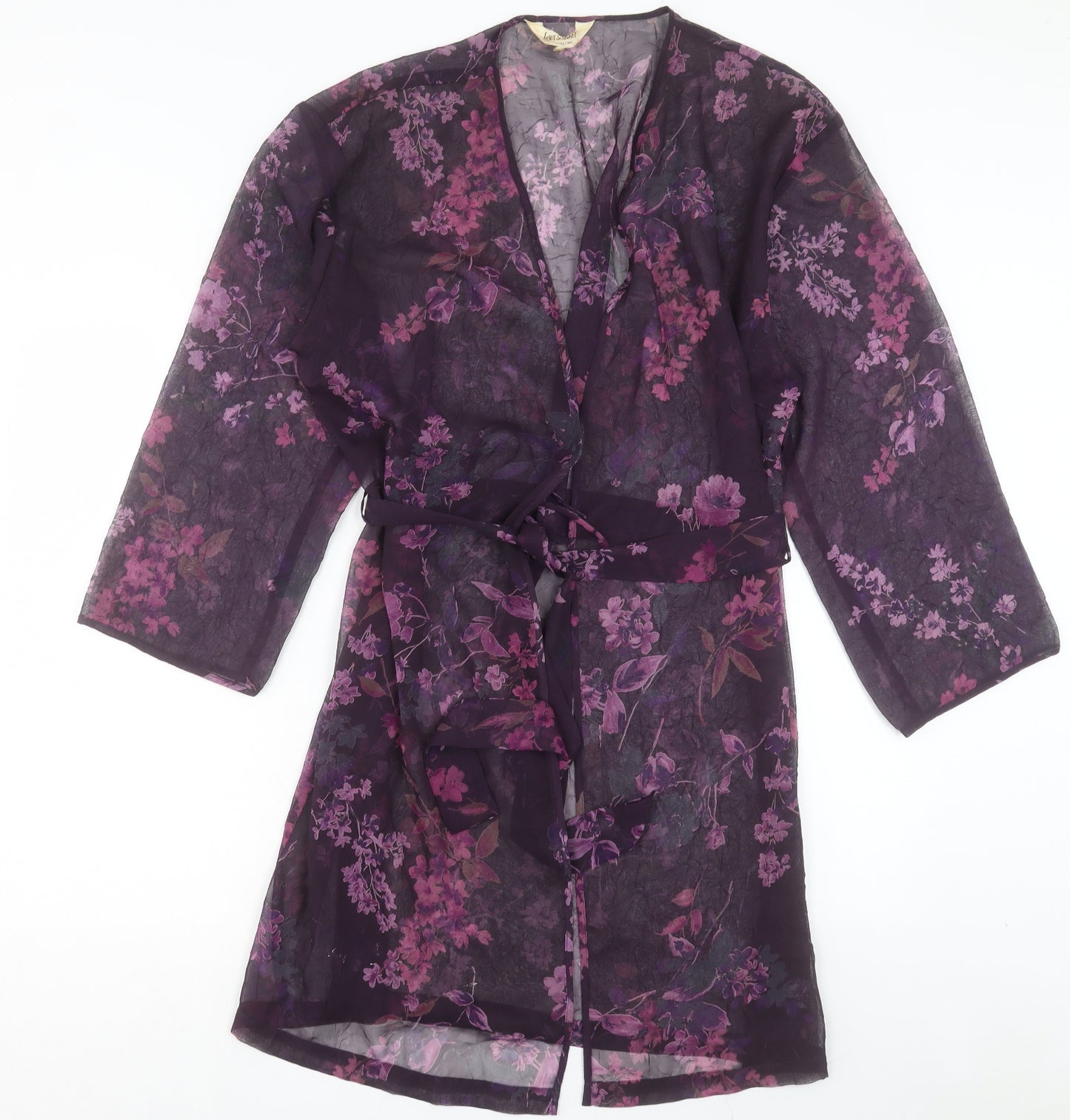 Lady's Secret Womens Purple Floral Polyester Top Gown Size L Tie