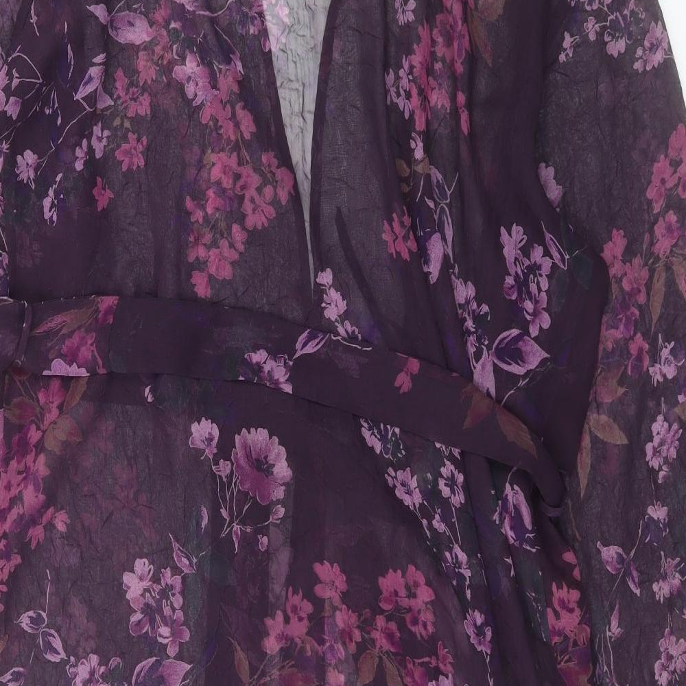 Lady's Secret Womens Purple Floral Polyester Top Gown Size L Tie