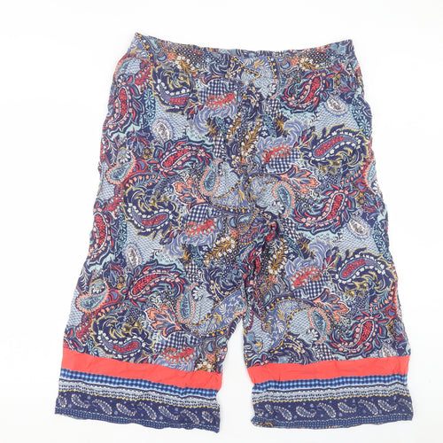 Monsoon Womens Multicoloured Paisley Viscose Cropped Trousers Size XL L20 in Regular
