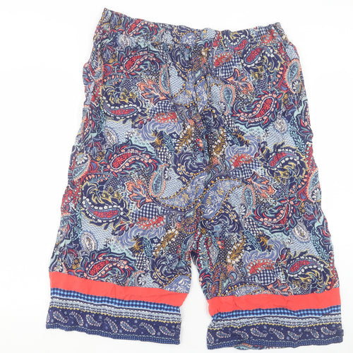 Monsoon Womens Multicoloured Paisley Viscose Cropped Trousers Size XL L20 in Regular