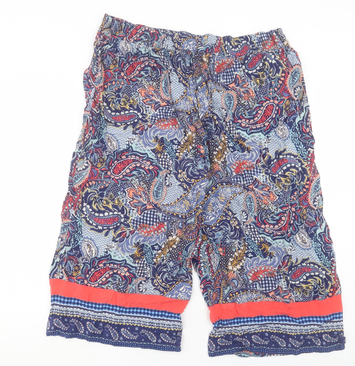 Monsoon Womens Multicoloured Paisley Viscose Cropped Trousers Size XL L20 in Regular