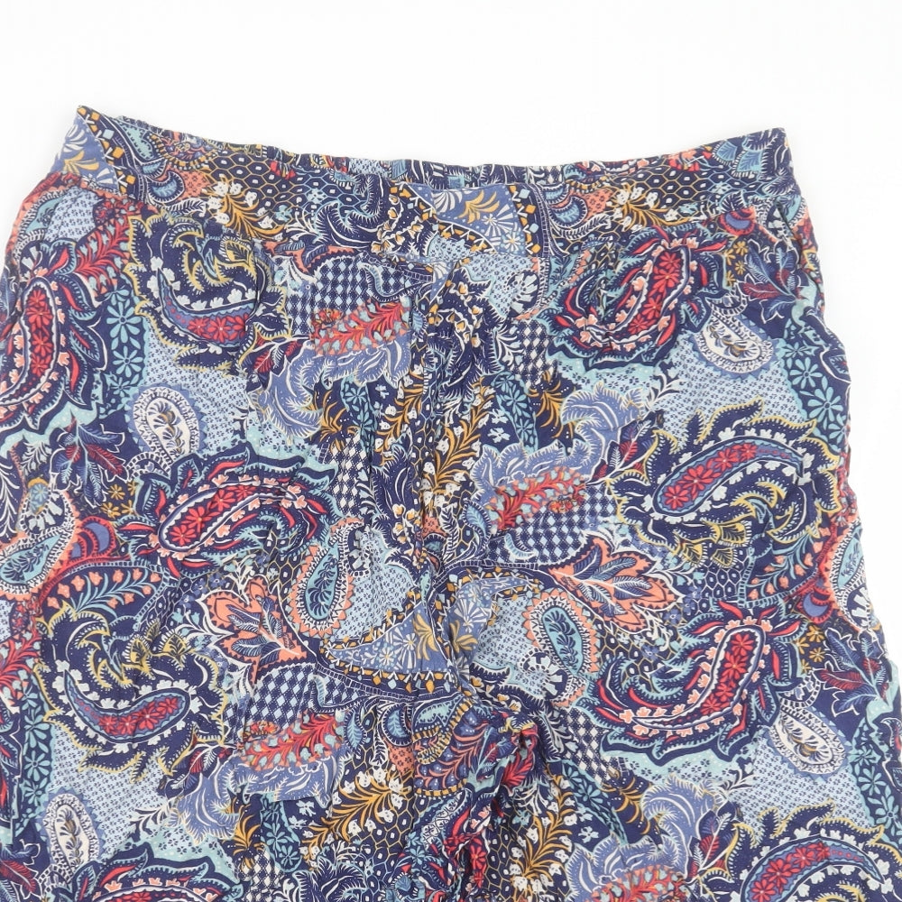 Monsoon Womens Multicoloured Paisley Viscose Cropped Trousers Size XL L20 in Regular