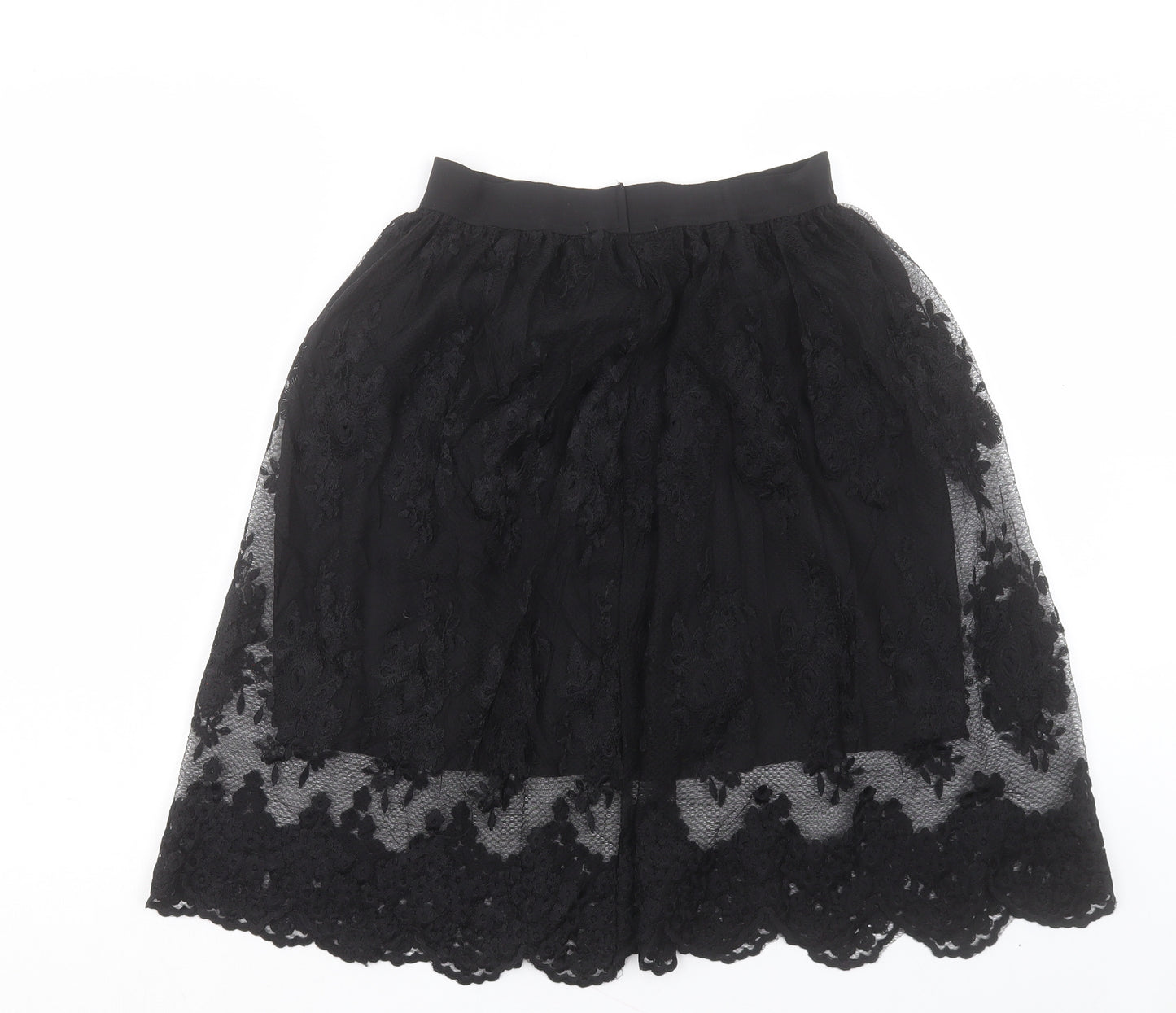 Yu & Me Womens Black Floral Polyester A-Line Skirt Size S