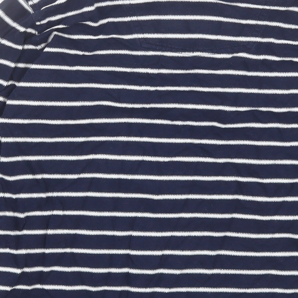 Fat Face Boys Blue Striped Cotton Basic Casual Size 6-7 Years Henley Pullover