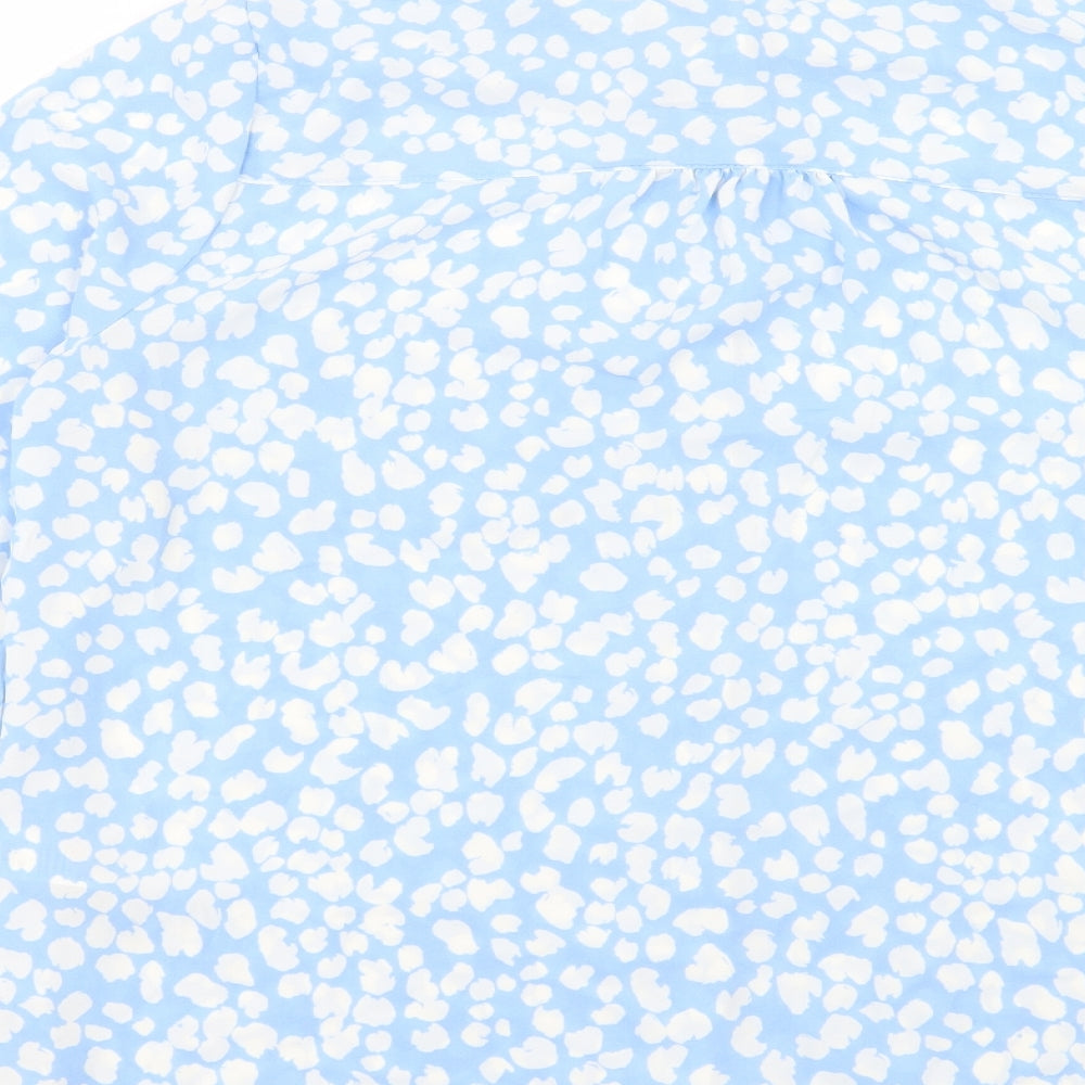 F&F Womens Blue Geometric Polyester Basic Button-Up Size 14 Collared - Pocket Detail