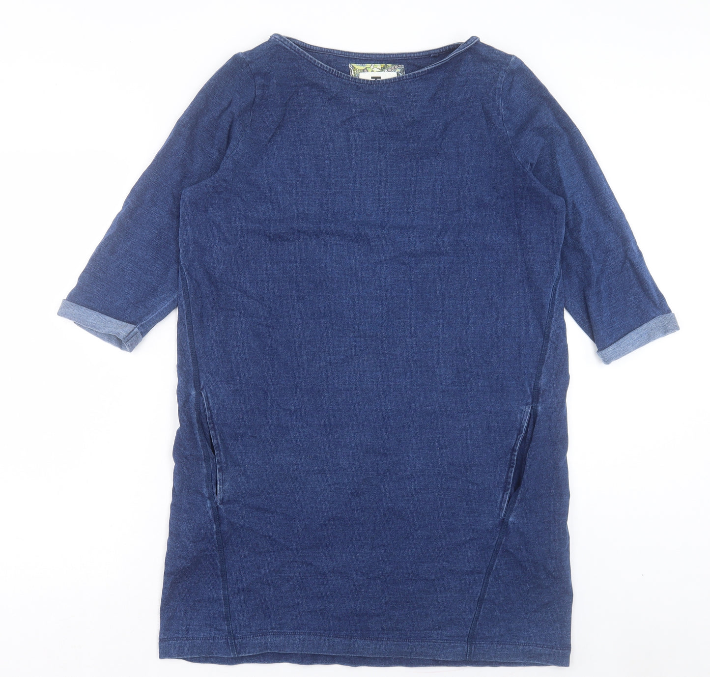TU Womens Blue Cotton A-Line Size 14 Boat Neck Pullover