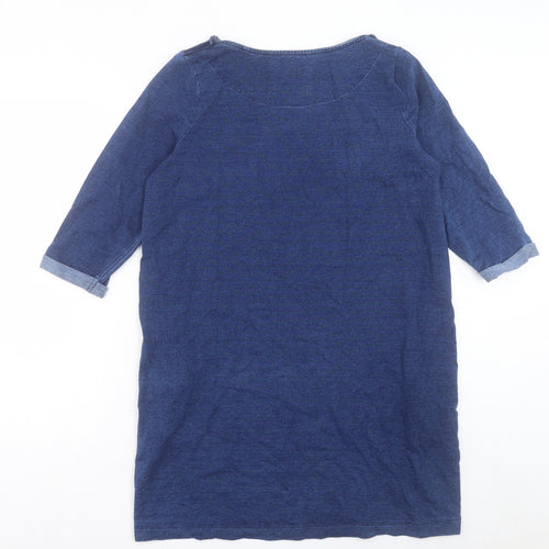 TU Womens Blue Cotton A-Line Size 14 Boat Neck Pullover