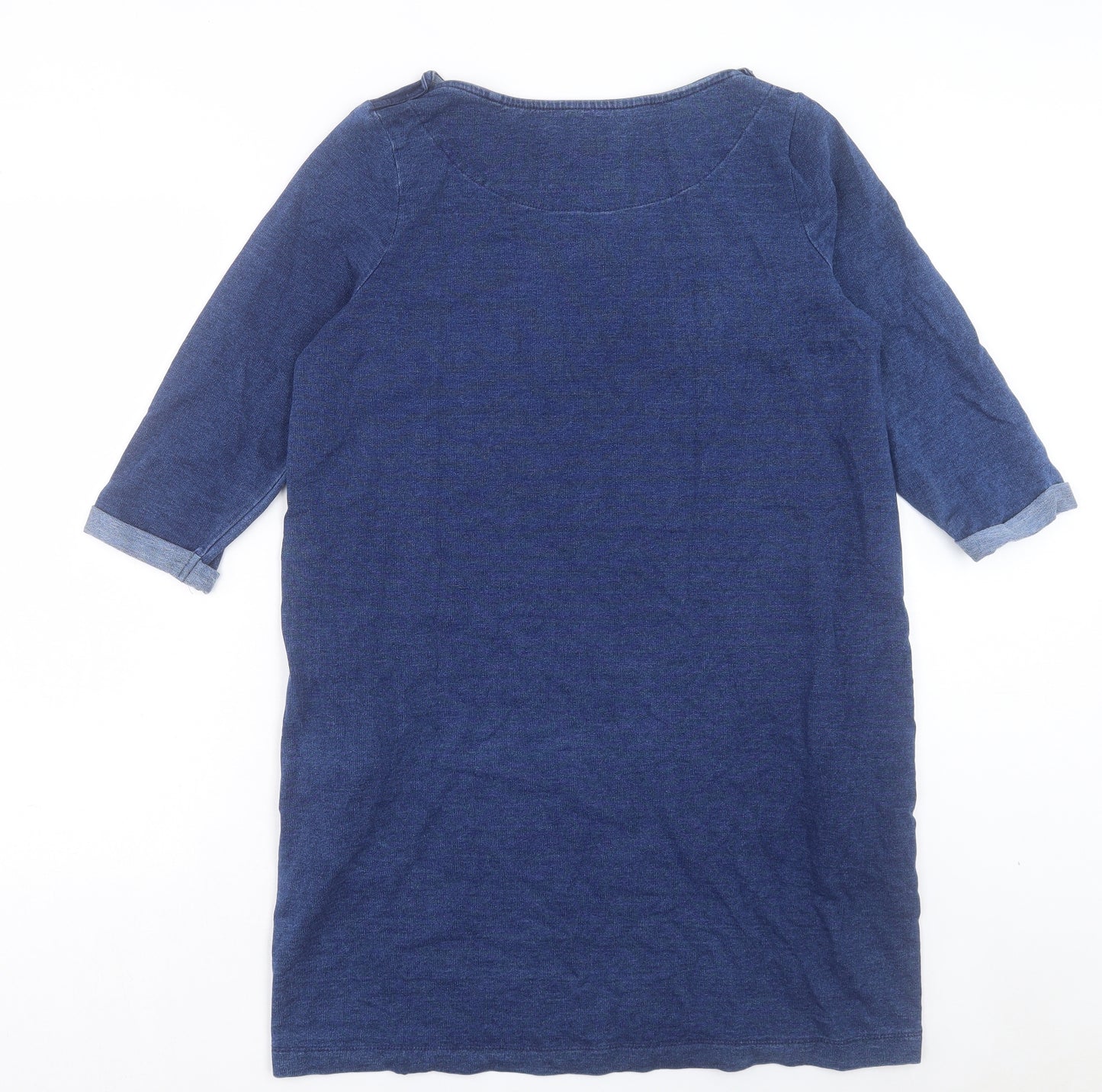 TU Womens Blue Cotton A-Line Size 14 Boat Neck Pullover