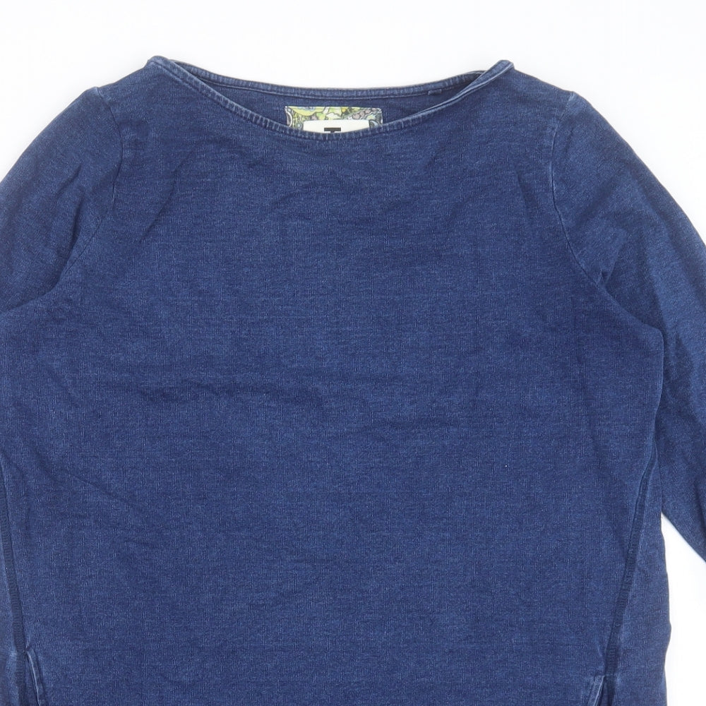 TU Womens Blue Cotton A-Line Size 14 Boat Neck Pullover