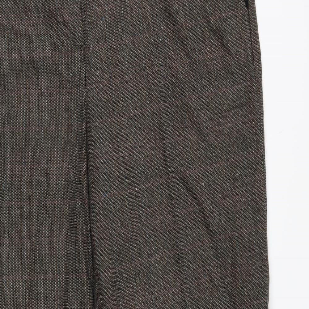 Per Una Womens Brown Plaid Polyester Trousers Size 16 L29 in Regular Zip
