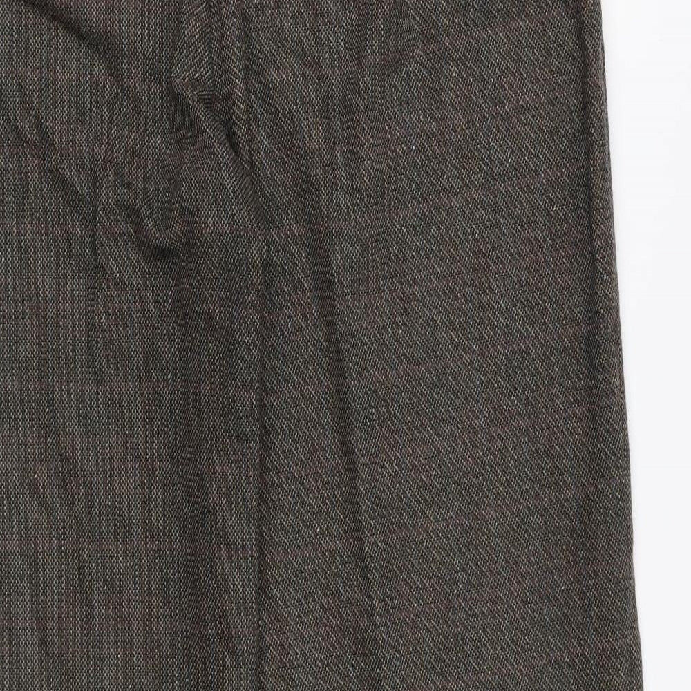 Per Una Womens Brown Plaid Polyester Trousers Size 16 L29 in Regular Zip