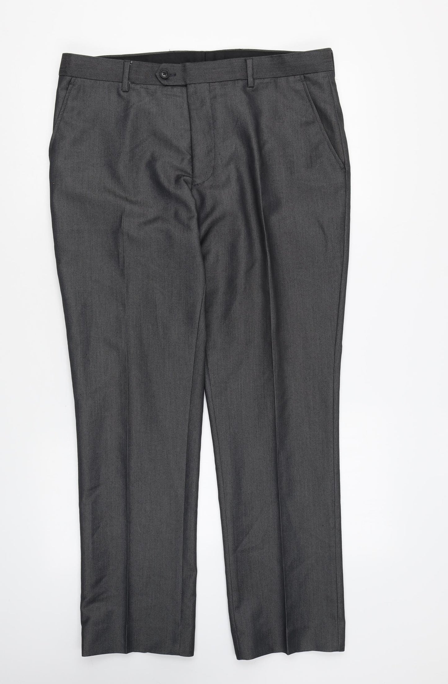 NEXT Mens Grey Polyester Trousers Size 34 in L25 in Regular Zip - Short