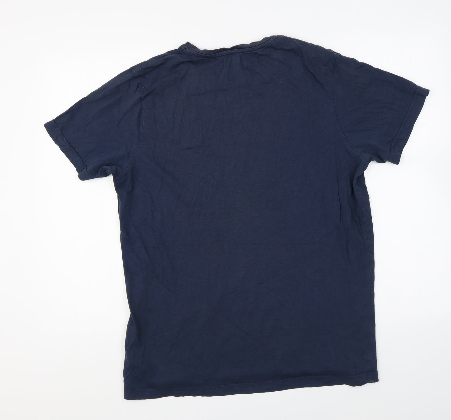 JACK & JONES Mens Blue Cotton T-Shirt Size L Round Neck - California Calling Lets Go