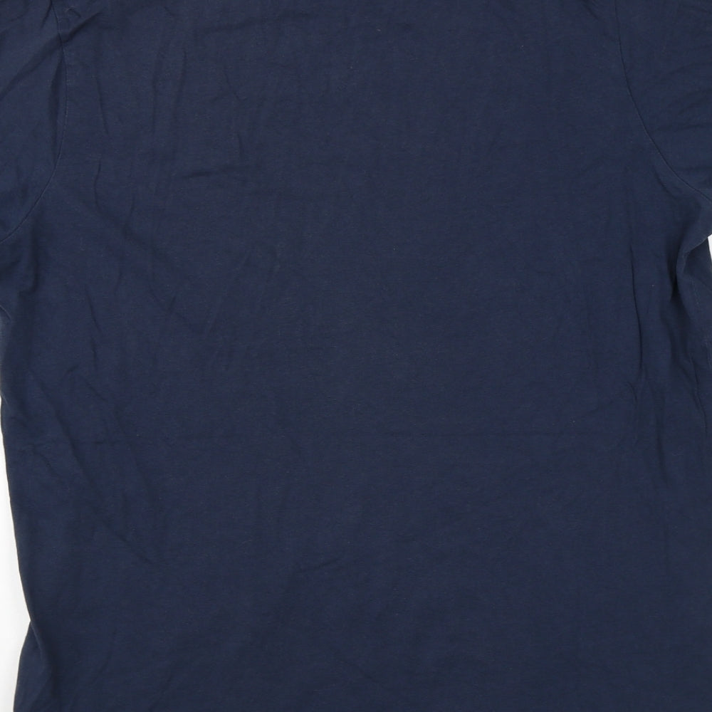 JACK & JONES Mens Blue Cotton T-Shirt Size L Round Neck - California Calling Lets Go