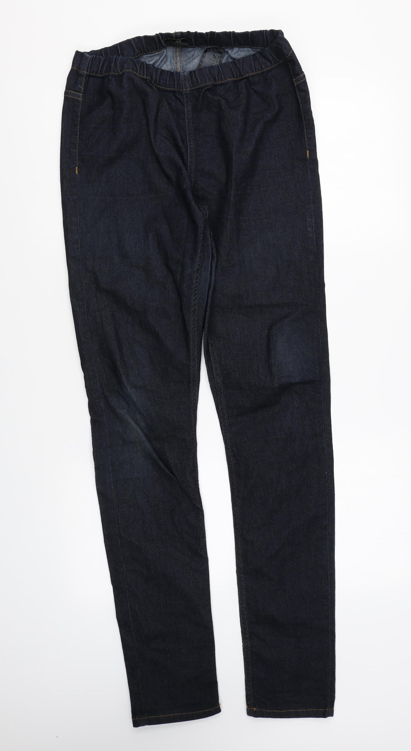 H&M Womens Blue Cotton Jegging Trousers Size M L32 in Regular