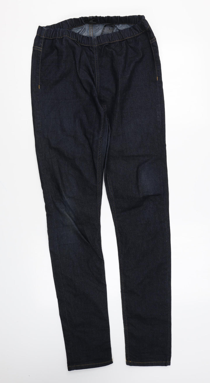 H&M Womens Blue Cotton Jegging Trousers Size M L32 in Regular