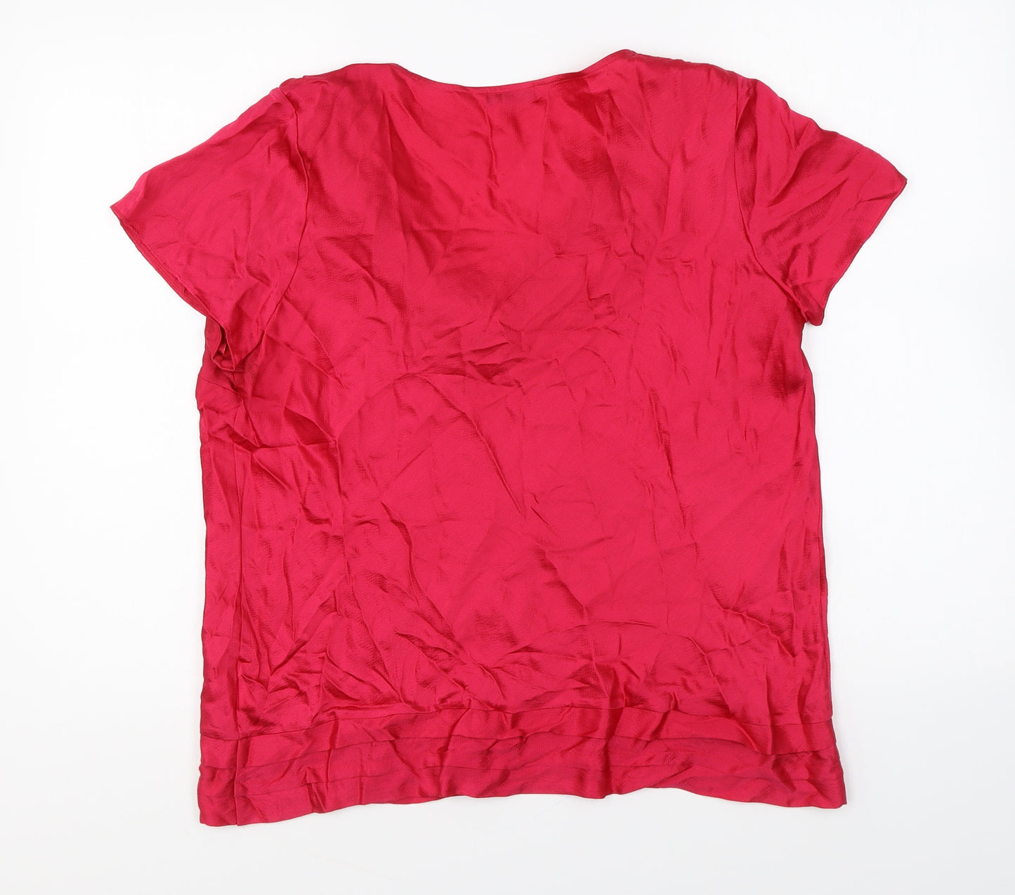 Autograph Womens Pink Silk Basic Blouse Size 16 Round Neck