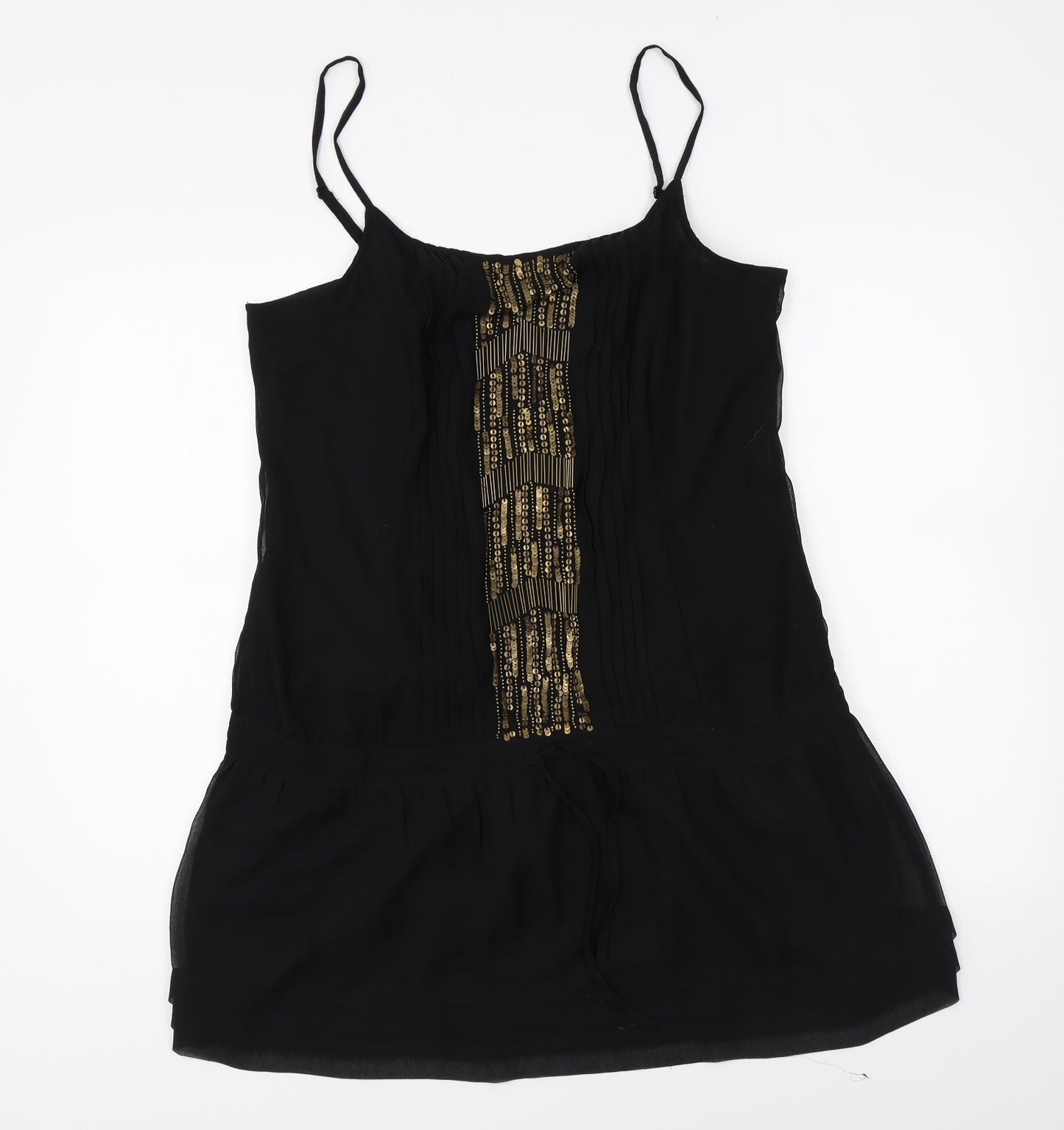 George Womens Black Polyester Basic Blouse Size 14 Square Neck