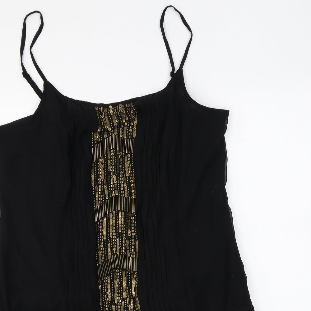 George Womens Black Polyester Basic Blouse Size 14 Square Neck