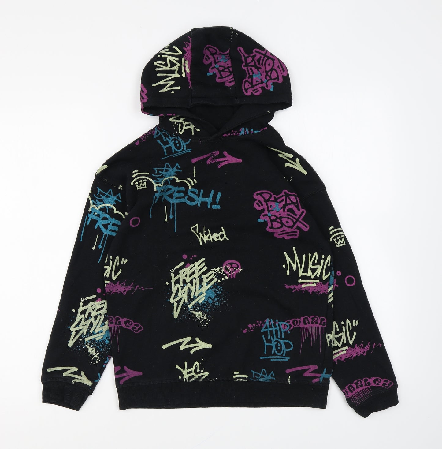 Primark Boys Multicoloured Geometric Cotton Pullover Hoodie Size 11-12 Years Pullover