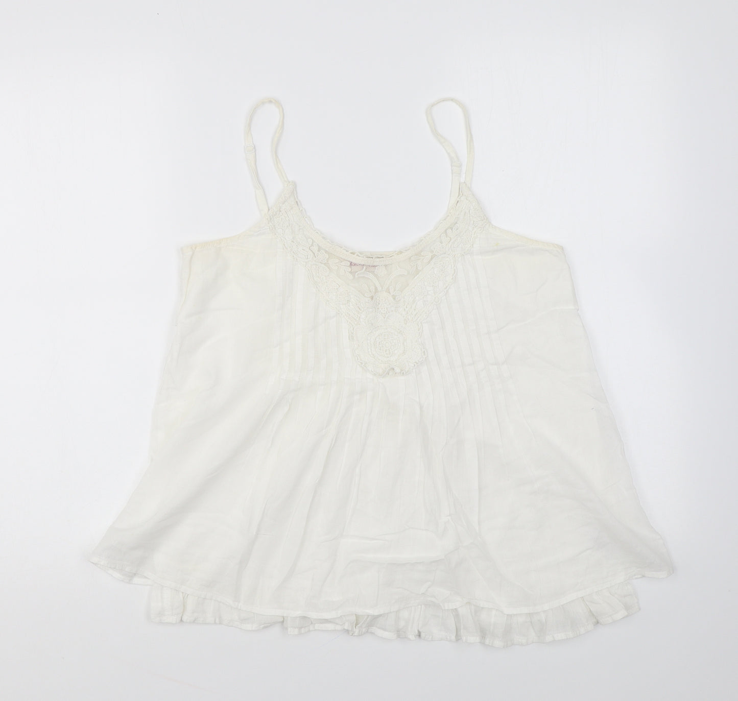 Miss Selfridge Womens White Cotton Camisole Blouse Size 10 V-Neck