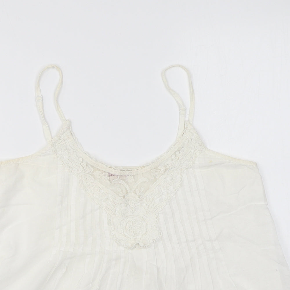 Miss Selfridge Womens White Cotton Camisole Blouse Size 10 V-Neck