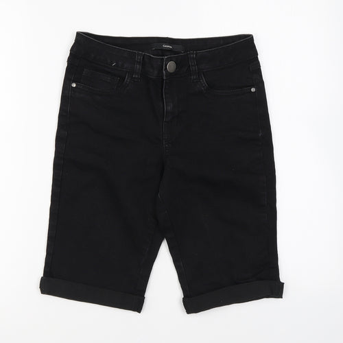 George Womens Black Cotton Compression Shorts Size 8 L9 in Regular Zip
