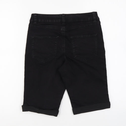 George Womens Black Cotton Compression Shorts Size 8 L9 in Regular Zip