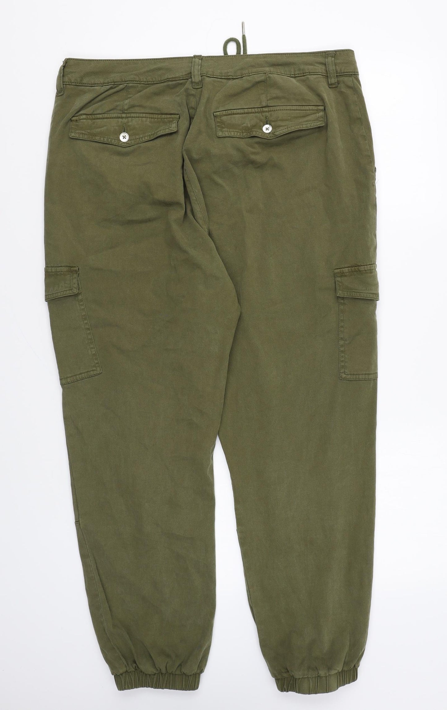 Very Womens Green Lyocell Cargo Trousers Size 16 L25 in Regular Zip