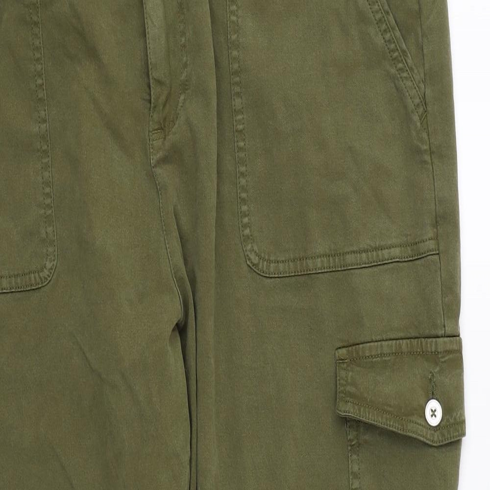 Very Womens Green Lyocell Cargo Trousers Size 16 L25 in Regular Zip