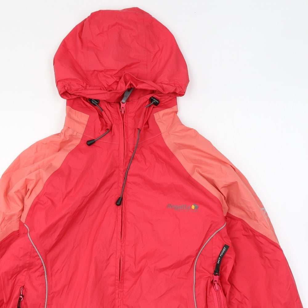 Regatta Womens Red Rain Coat Coat Size 12 Zip
