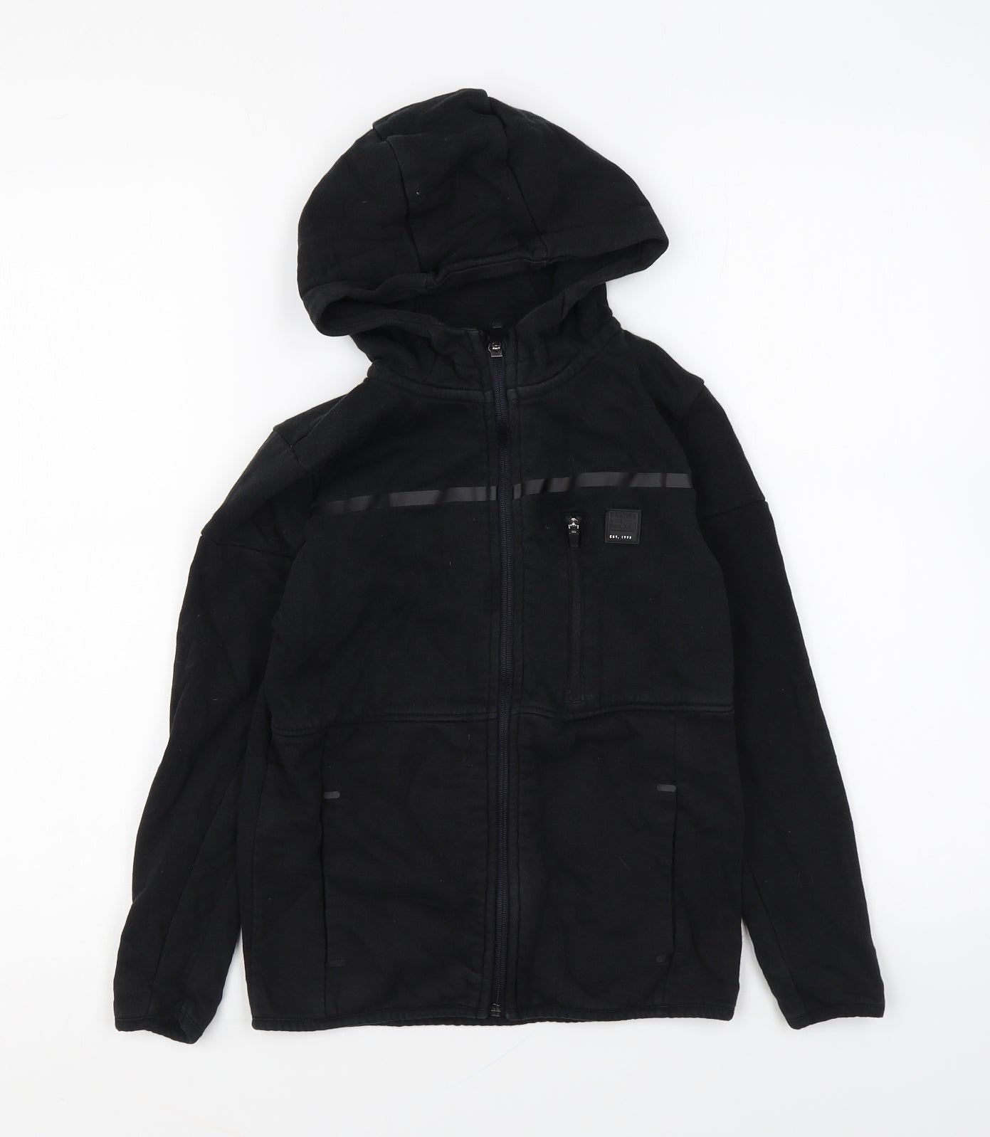 George Boys Black Cotton Full Zip Hoodie Size 8-9 Years Zip