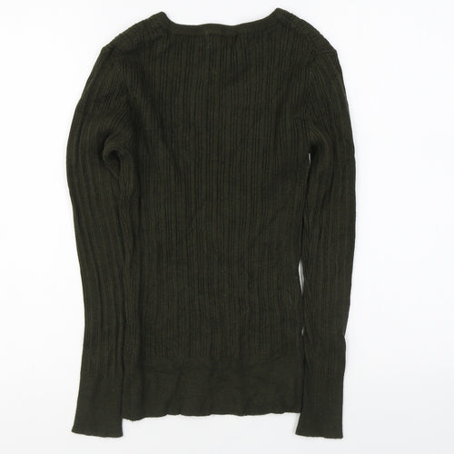 Primark Womens Green Round Neck Acrylic Pullover Jumper Size S