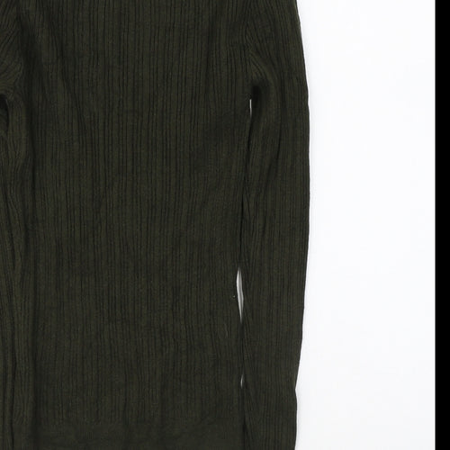Primark Womens Green Round Neck Acrylic Pullover Jumper Size S