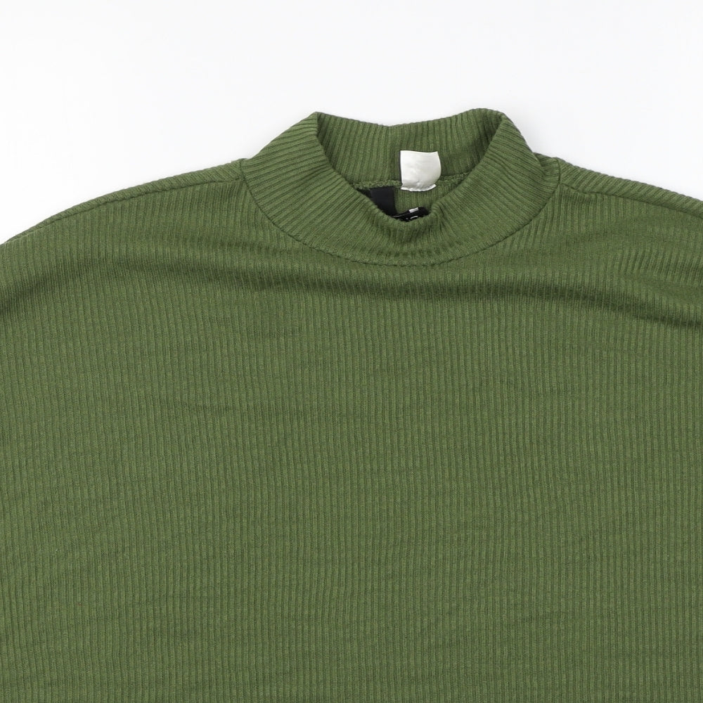 H&M Womens Green High Neck Polyester Pullover Jumper Size M
