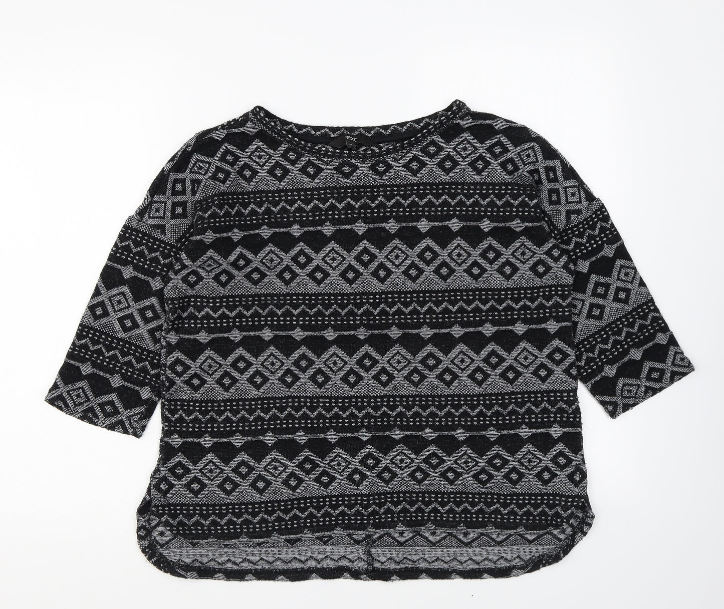NEXT Womens Black Round Neck Geometric Polyester Pullover Jumper Size 10
