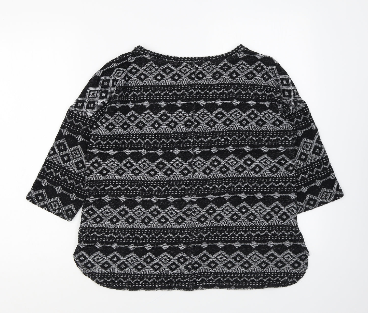 NEXT Womens Black Round Neck Geometric Polyester Pullover Jumper Size 10