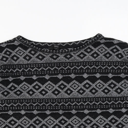 NEXT Womens Black Round Neck Geometric Polyester Pullover Jumper Size 10