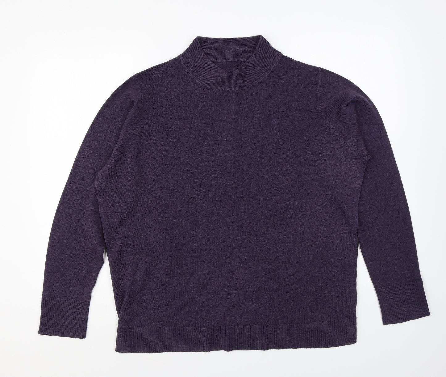 Marks and Spencer Womens Purple High Neck Acrylic Pullover Jumper Size 20